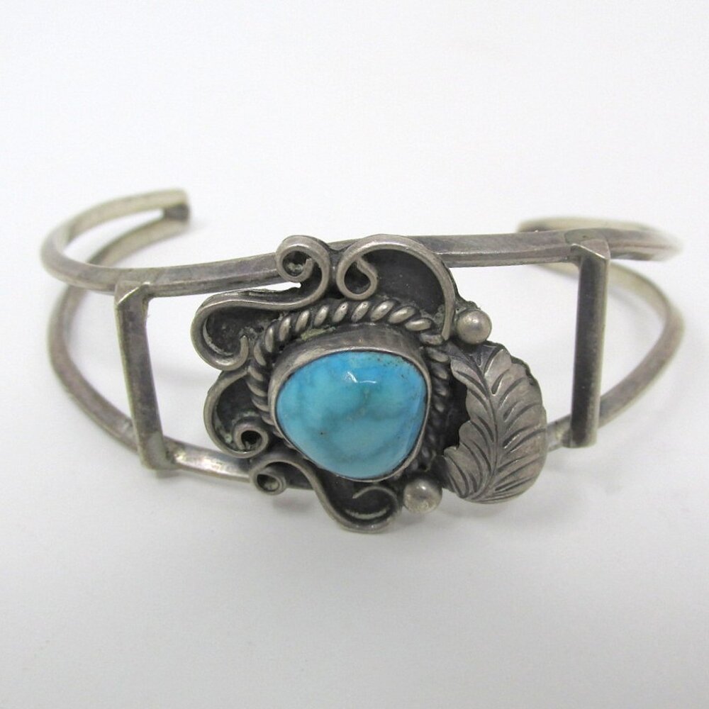 Turquoise Bracelet Silver Leaf Original Angela Lee Native New Mexico